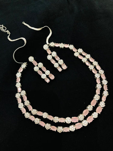 Pink Stone Necklace Set